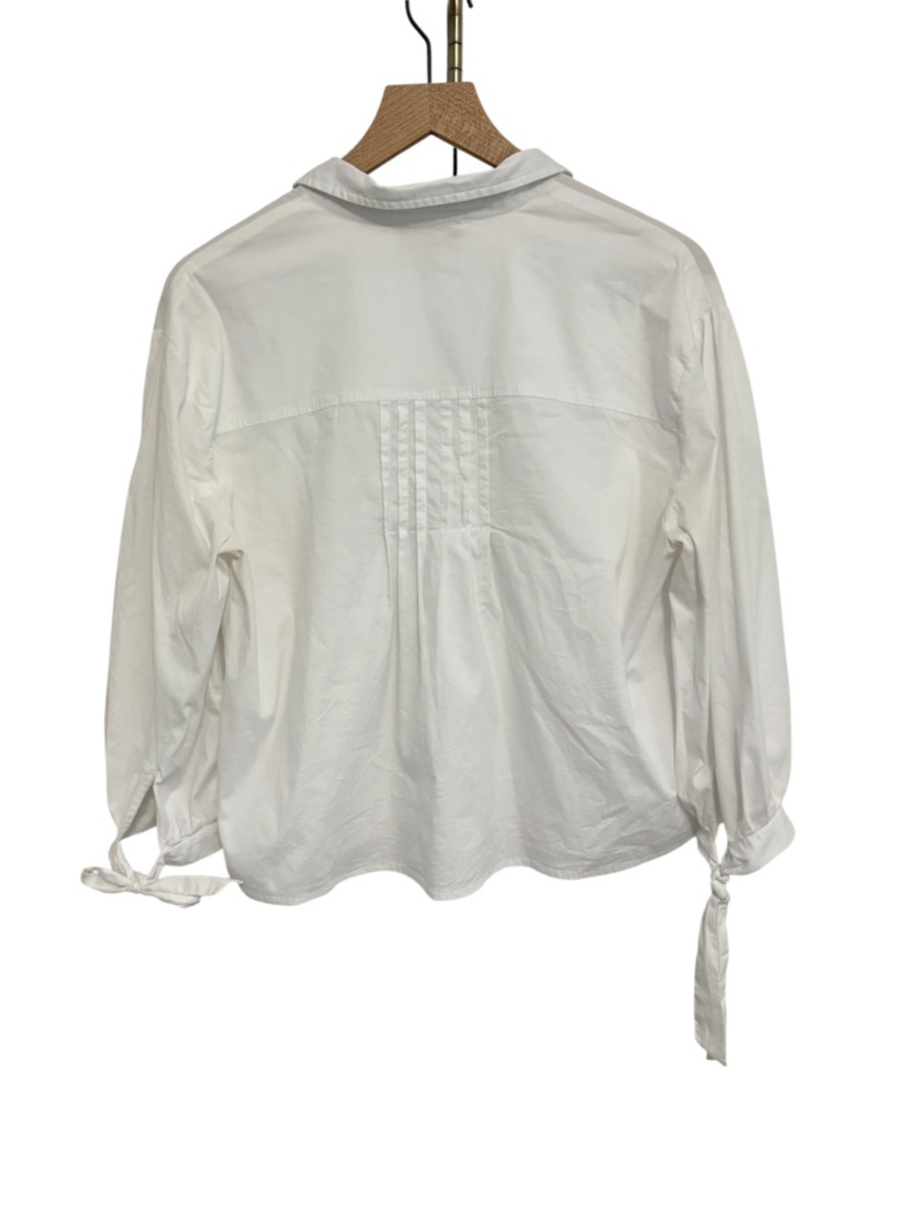 Classic White Tie-Sleeve Button-Down Shirt - Picture 7 of 13